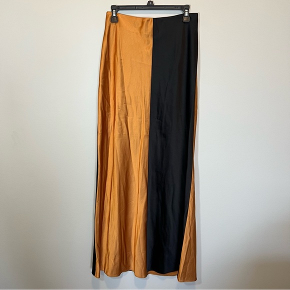 Significant Other Two Tone Colorblock Skirt Gold Black Maxi 6 Anthropologie - Picture 2 of 13